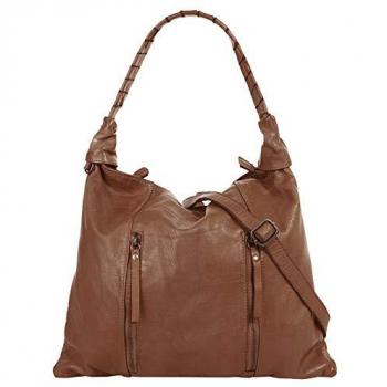 Samantha Look Shopper aus echtem Leder, Made in Italy, Vintage Design, cognacfarben