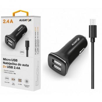 ALIGATOR auto nabíječka microUSB 2,4A TCH černá