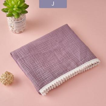 Elinfant Soft Muslin Baby Swaddle Blanket 80x65cm Fringed Lace Solid Color
