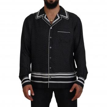 Dolce & Gabbana Men's Black White Polka Dot Silk Pajama Top