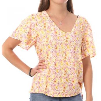 Top élégant Vero Moda pour femmes, imprimé blanc/jaune