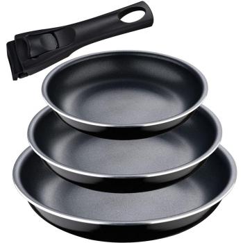 Bergner Click&Cook Black Edition | Set de 3 Poêles de Cuisine de 18 20 et 24