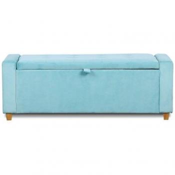 Blue Velvet Storage Bench Ottoman (Hana Large, Padded by Humza Amani)