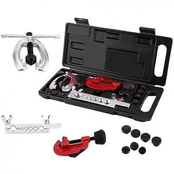 Heavy Duty 10-Piece Flaring Tool and Brake Pipe Swaging Kit for Copper Tubing