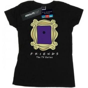 T-shirt à trou de serrure en coton pour femmes Friends, noir, taille L