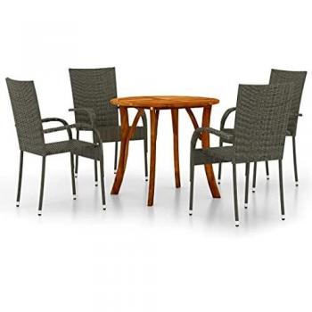 Komfortable 5-tlg. Garten-Essgruppe Grau mit Polsterung