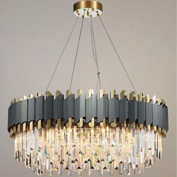 8-Light Crystal Chandelier with Gold, Dark Carbon, and Clear Finish