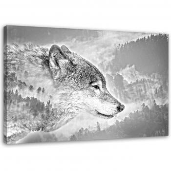 Quadro Lupo grigio su sfondo innevato 60x40