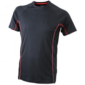 Men’s JN421 Running Reflex Top by James Nicholson – Black/Red, L