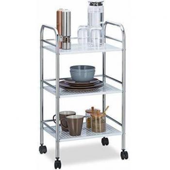 Carrello da Cucina 3 Ripiani in Metallo Bianco