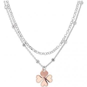 Collana Doppio Trèfle Argento Rosa (Rhodié) –
