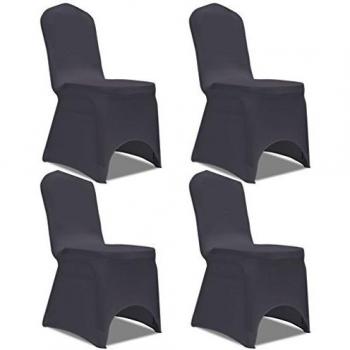 Stretch Chair Covers for Tables, Elastic, 4 pcs, Anthracite Black