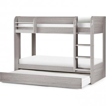 Mars Grey Oak Wooden Bunk Bed with Sliding Tray Storage