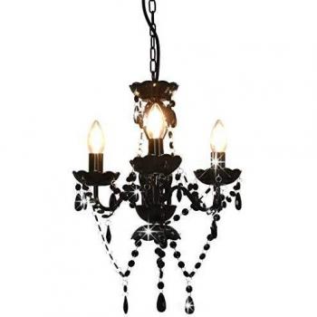 VidaXL 3-Light Black Round Chandelier with Beads