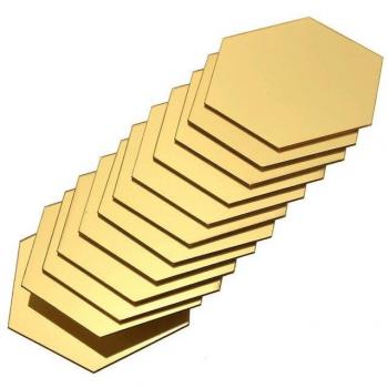 2 pièces autocollants muraux 3D hexagonaux en acrylique miroir