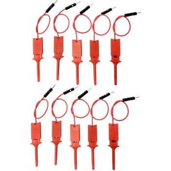 Paquete de 10 Pinzas de Prueba Color Rojo para Circuitos Electrónicos