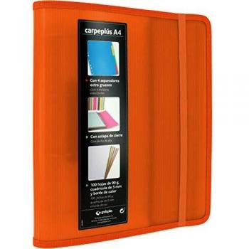 Carpeta de Polipropileno 4 Anillas A4 Naranja