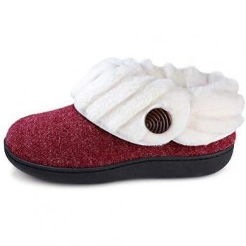 Zapatillas de invierno Wishcotton para mujer, suela antideslizante, rojas