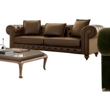 Luxusbraunes Dreisitzer Sofa – Ledercouch, VMöbel Design, Europäisch gefertigt
