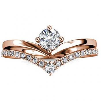 Roségoldener Zinnia Ring mit Kristallakzenten