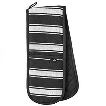 Ladelle Butcher Dual Oven Gloves, Black – Stripe Series II
