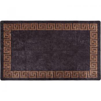 Alfombra Maison Exclusive Negra con Detalle Dorado, Lavable