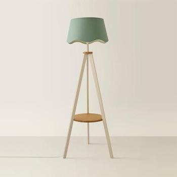 Morrigan Floor Lamp in Pale Green with Cream Finish and Tripod Stand