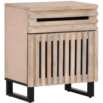 White Solid Wood Mango Bedside Cabinet 50x34x60 cm vidaXL
