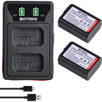 3X NP-FW50 2000mAh Battery with LED USB Charger for Sony NEX-5 NEX-7