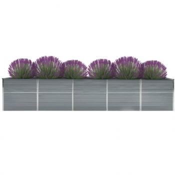 Jardinier surélevé en acier galvanisé 400x80x77 cm gris
