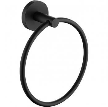 Matte Black Bathroom Set: Towel Holder, Toilet Paper Holder, Brush