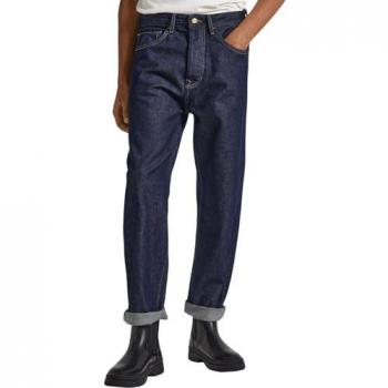 Jeans de Hombre Nils Raw Denim Fit Loose Tiro Caído, Color Azul Oscuro, Talla 29W / 32L