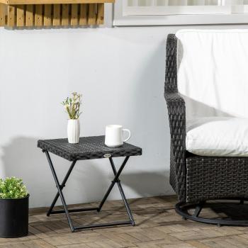 Outsunny Foldable PE Wicker Dining Table