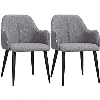 Sillas de Comedor Homcom de Tela y Acero – Set 2 Unidades
