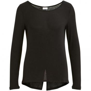 Vila Clothes Vinexa Top de Manga Larga con Abertura en la Espalda-Noos, suéter para Mujer, Negro