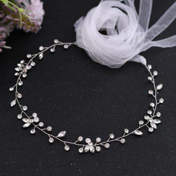 Accesorio de cinturón con brillantes artificiales en plata, ideal para vestidos de novia, elaborado a mano ZMSH11-S
