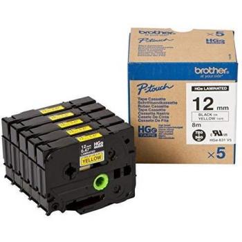 Brother HGE-631 12 mm Negra-Amarilla Cinta Premium
