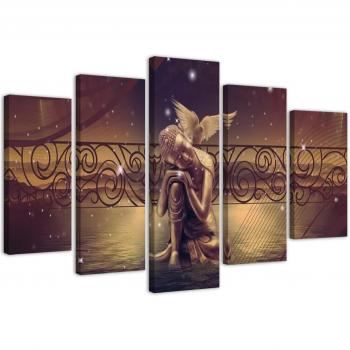 Feeby Golden Buddha Canvas Print Set 100x70