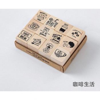 Sello estándar de madera con motivos de gato, oso y panda