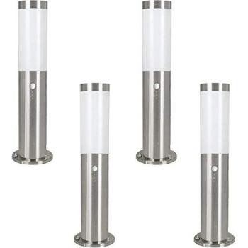 Metallic Finish Bollard Lighting Set – 4 Pack, 450 mm, IP44, PIR Sensor
