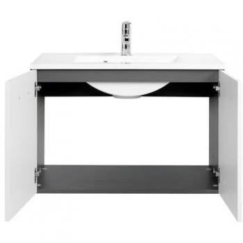 Held Bologna Waschtisch 80 cm mit 2 Türen in Weiß Hochglanz und Graphit