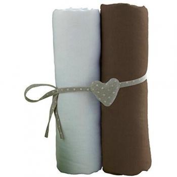 Babycalin: Linge de Lit pour Enfant 2 Draps Housse Taupe Blanc 60 x 120 cm