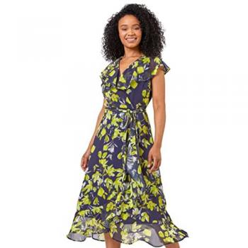 Roman Petite Floral Chiffon Wrap Dress