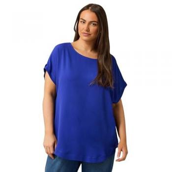 Turnback Cobalt Button Blouse for Women