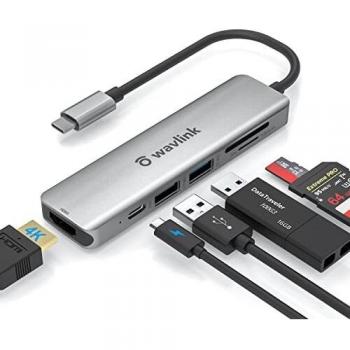 Hub 6‑in‑1 WAVLINK per Windows/Mac: HDMI 4K 30Hz + caricamento 87W