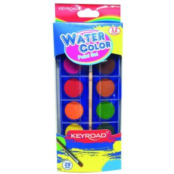 Keyroad, 12er Set Aquarell-Malstifte, Pinsel enthalten