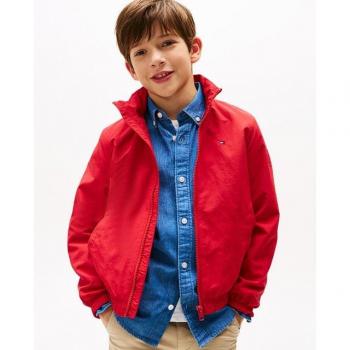 Veste Courte Tommy Hilfiger Rouge Nylon avec Zip – 12 Ans
