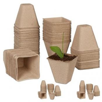 Pots de culture carrés, 240 unités, HLP 8 cm, papier recyclé, nature