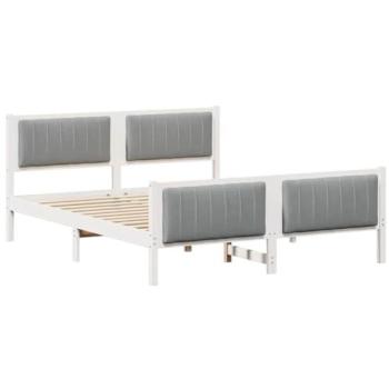 Pine Wood Bed Frame, White/Light Grey – 150x200 cm (Solid)