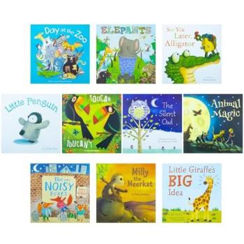 A Day at the Zoo 10 Animal Stories Illustrated Picture Flats Book Collection Animal Magic, Little Giraffe Big Idea, Little Penguin